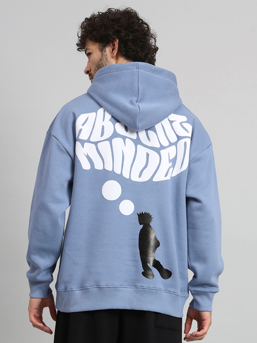 

GRIFFEL Men Typography Printed Hood Fleece Pullover Sweatshirt, Blue