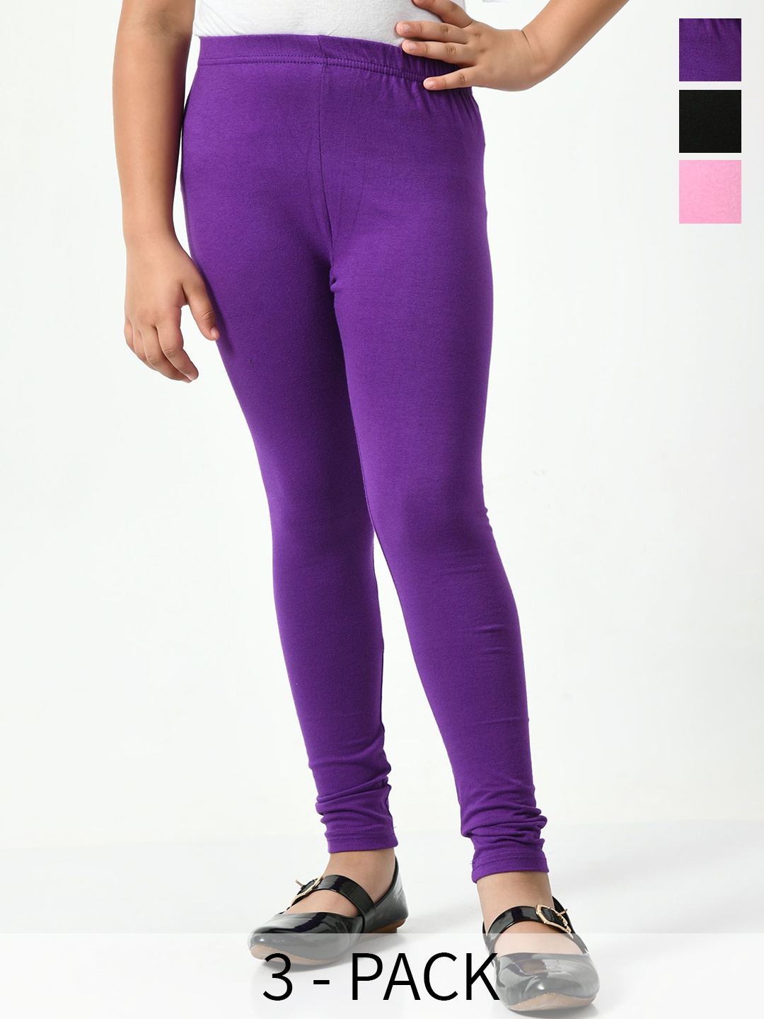 

KAYU Girls Pack Of 3 Ankle-Length Leggings, Pink