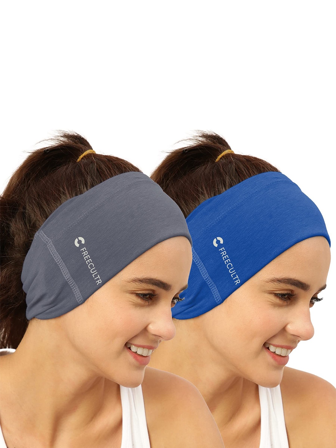 

FREECULTR Unisex Pack Of 2 Anti Microbial Multipurpose Bandana Headband, Blue