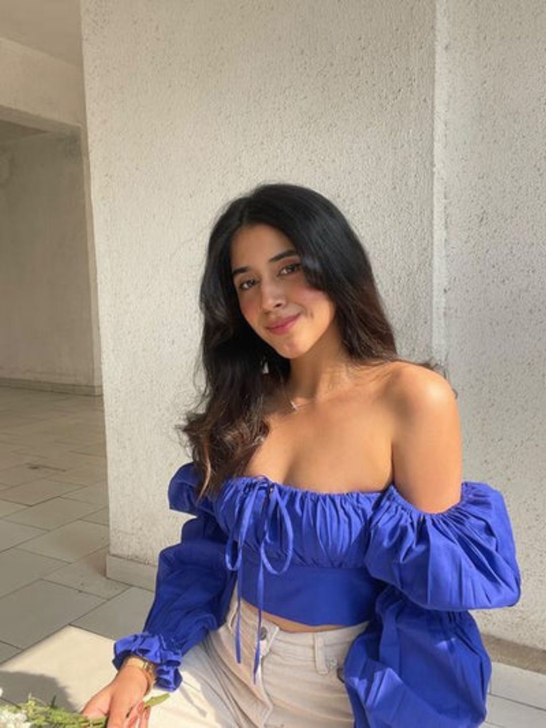 

HEY MISSY Off-Shoulder Cotton Bardot Top, Blue