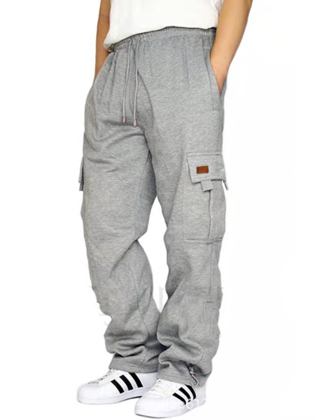 

StyleCast x Revolte Men Loose Fit Easy Wash Cargos, Grey