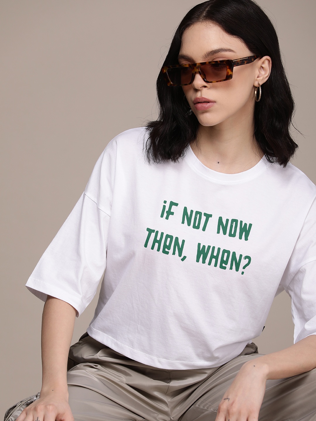 

The Roadster Lifestyle Co. Typography Printed Pure Cotton Boxy T-shirt, White