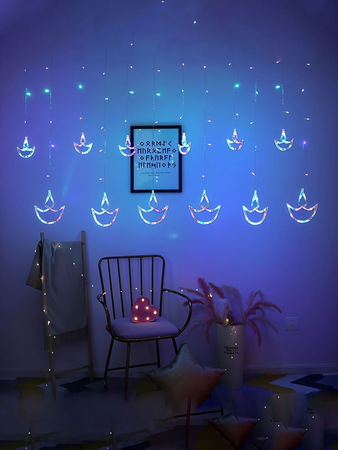 

Kuber Industries Blue Diya Shape String Light