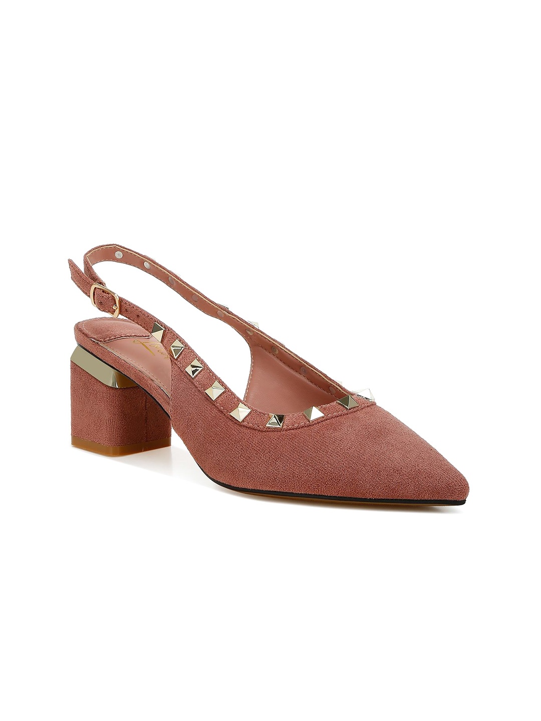 

London Rag Women PU Slingback Block Pumps, Rose