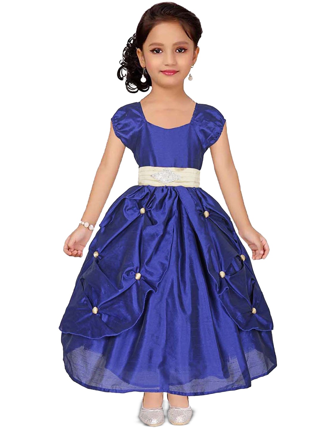 

Wish little Girls Satin A-Line Maxi Dress, Blue