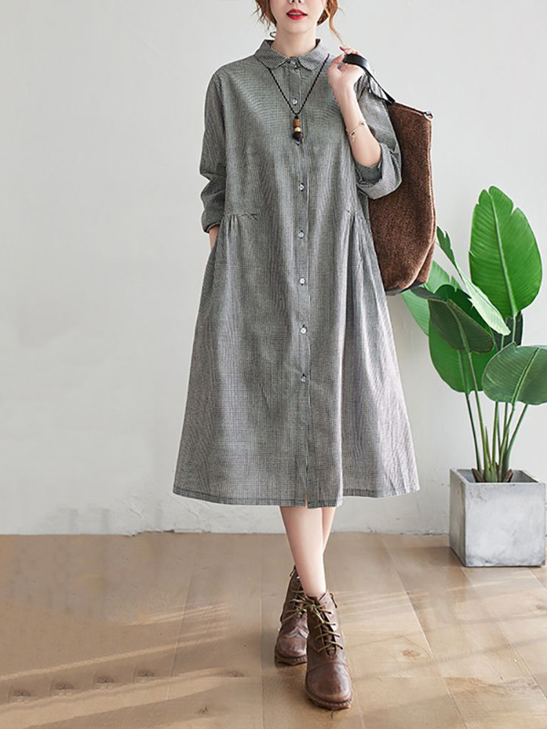 

StyleCast x Revolte Women Solid Shirt Dress, Grey