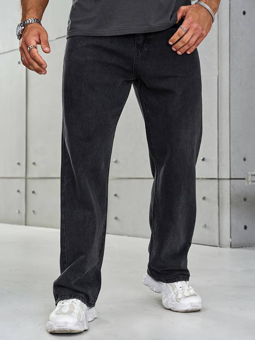

FUDE PRIDE Men Comfort Relaxed Fit Stretchable Jeans, Grey