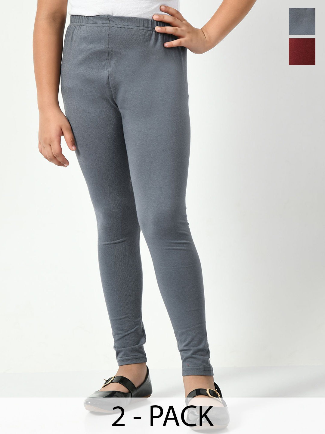 

KAYU Girls Pack Of 2 Ankle-Length Leggings, Maroon