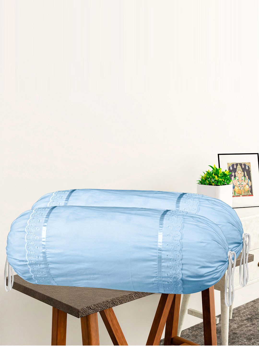 

Kuber Industries Blue 4 Pieces Printed Cotton Bolster Covers