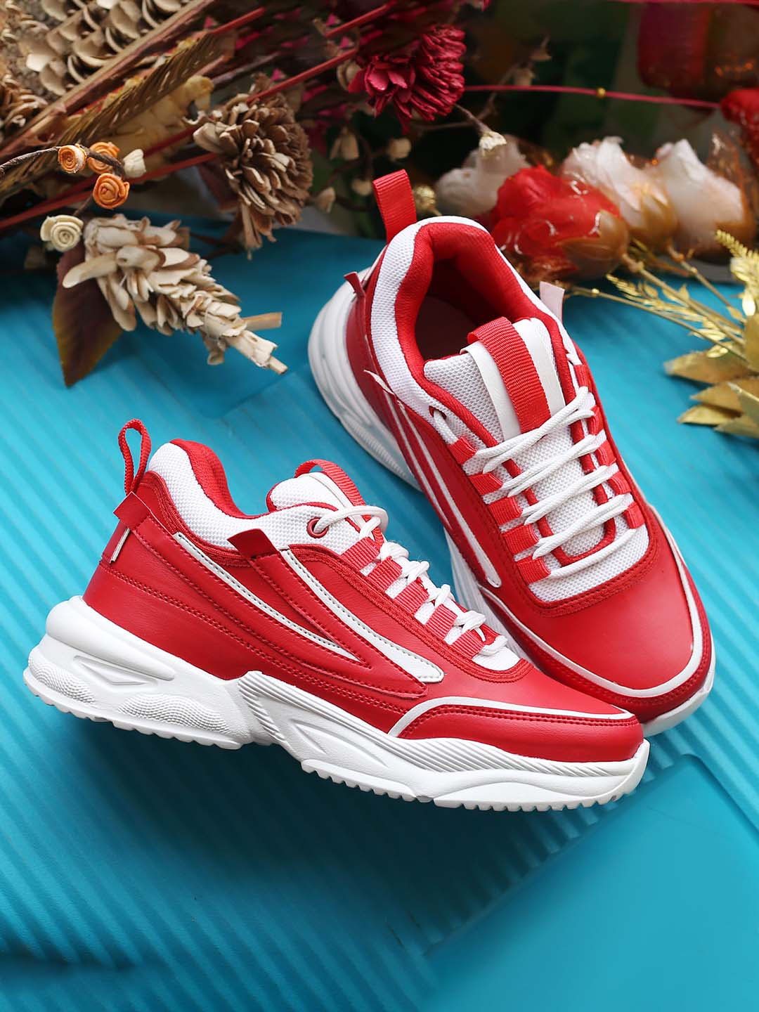 

DressBerry Women Lace-Ups Sneakers, Red