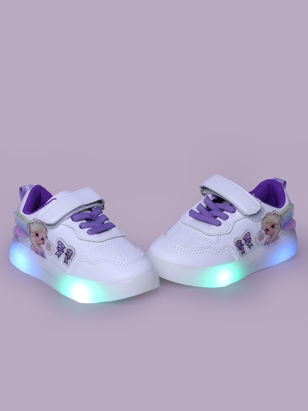 

FEETWELL SHOES Kids PU LED Sneakers, White