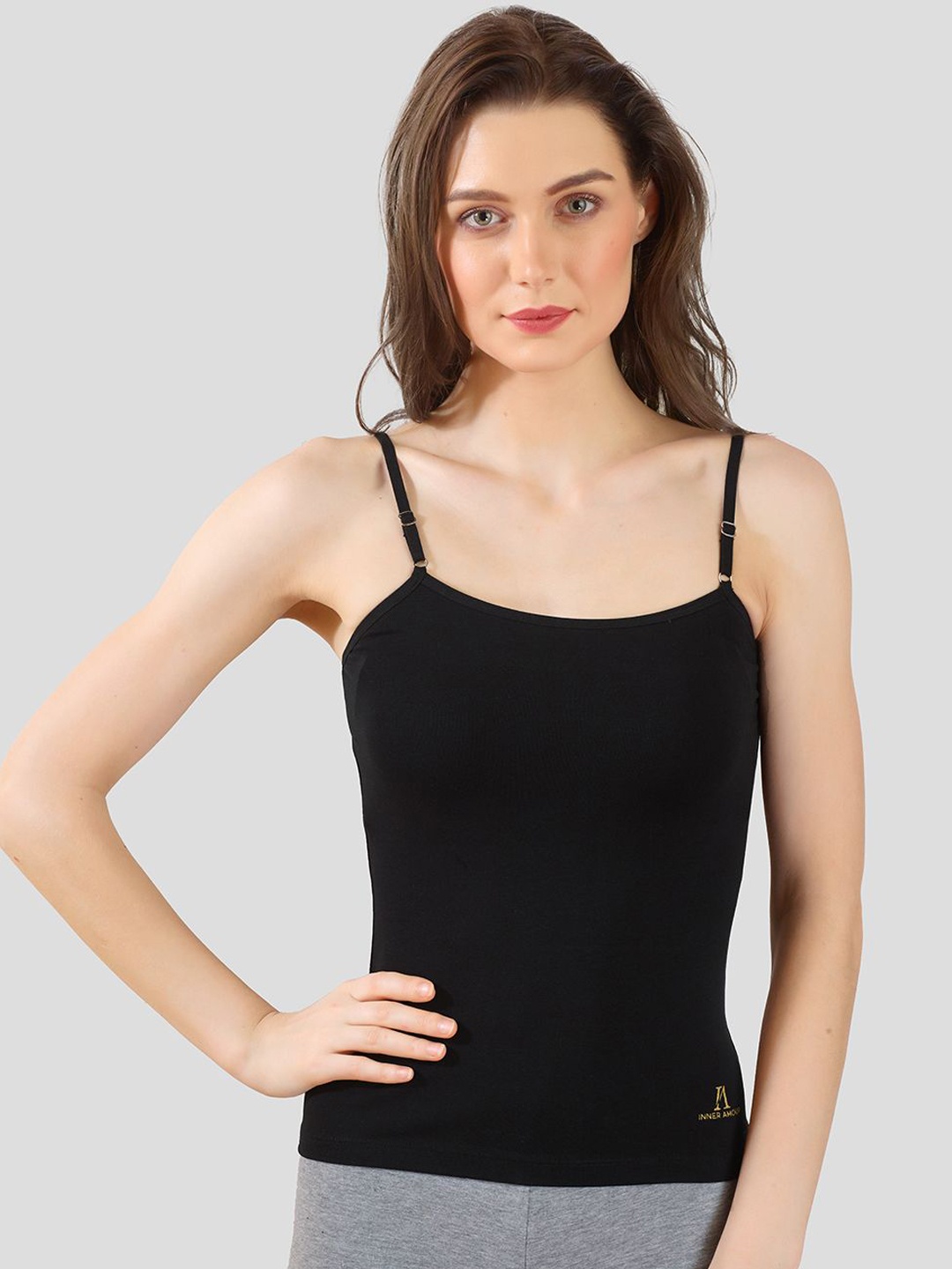 

Inner Amour Premium Super Soft Pure Modal Detachable Strap Camisole, Black