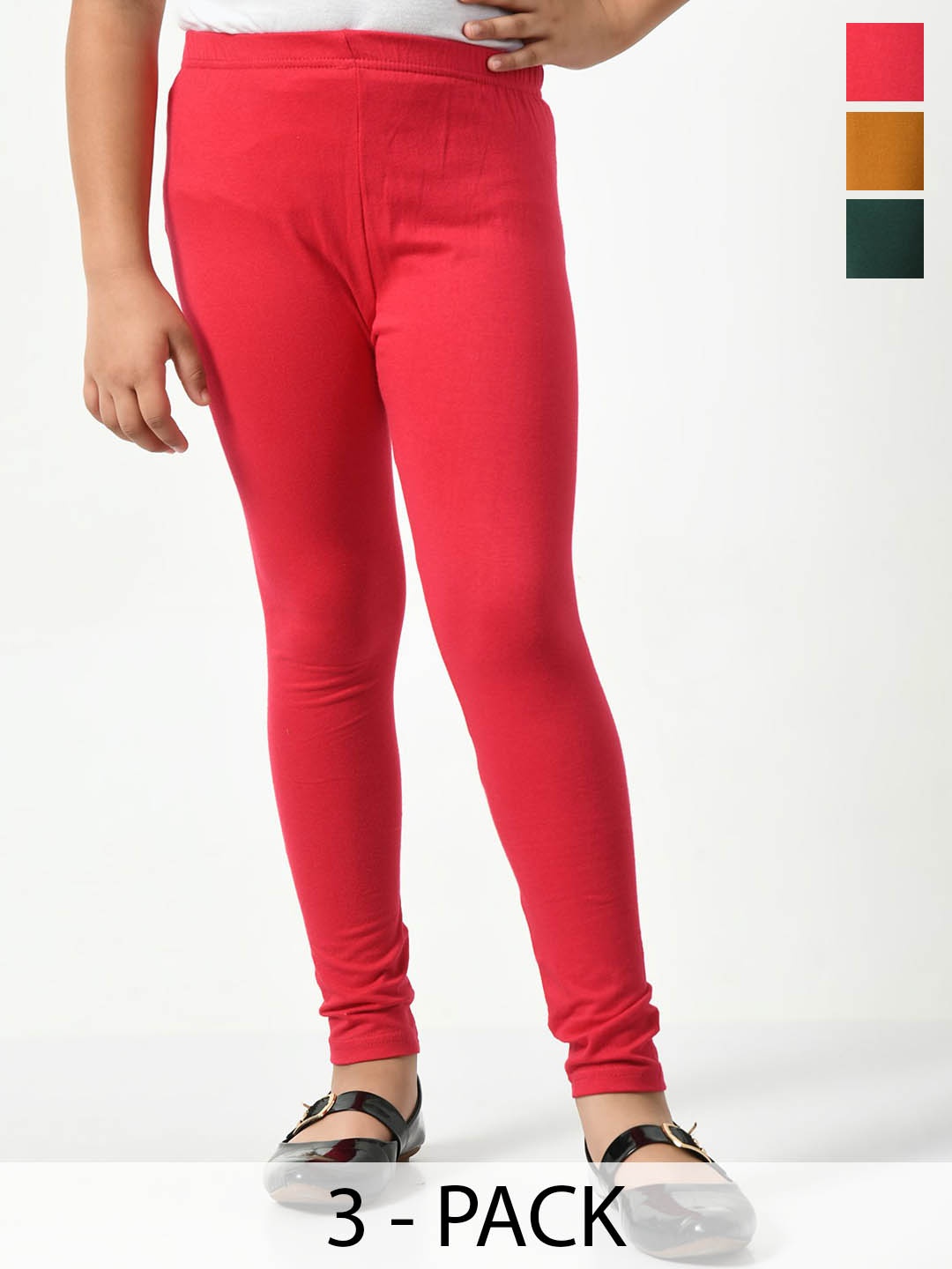 

KAYU Girls Pack Of 3 Ankle-Length Leggings, Rose
