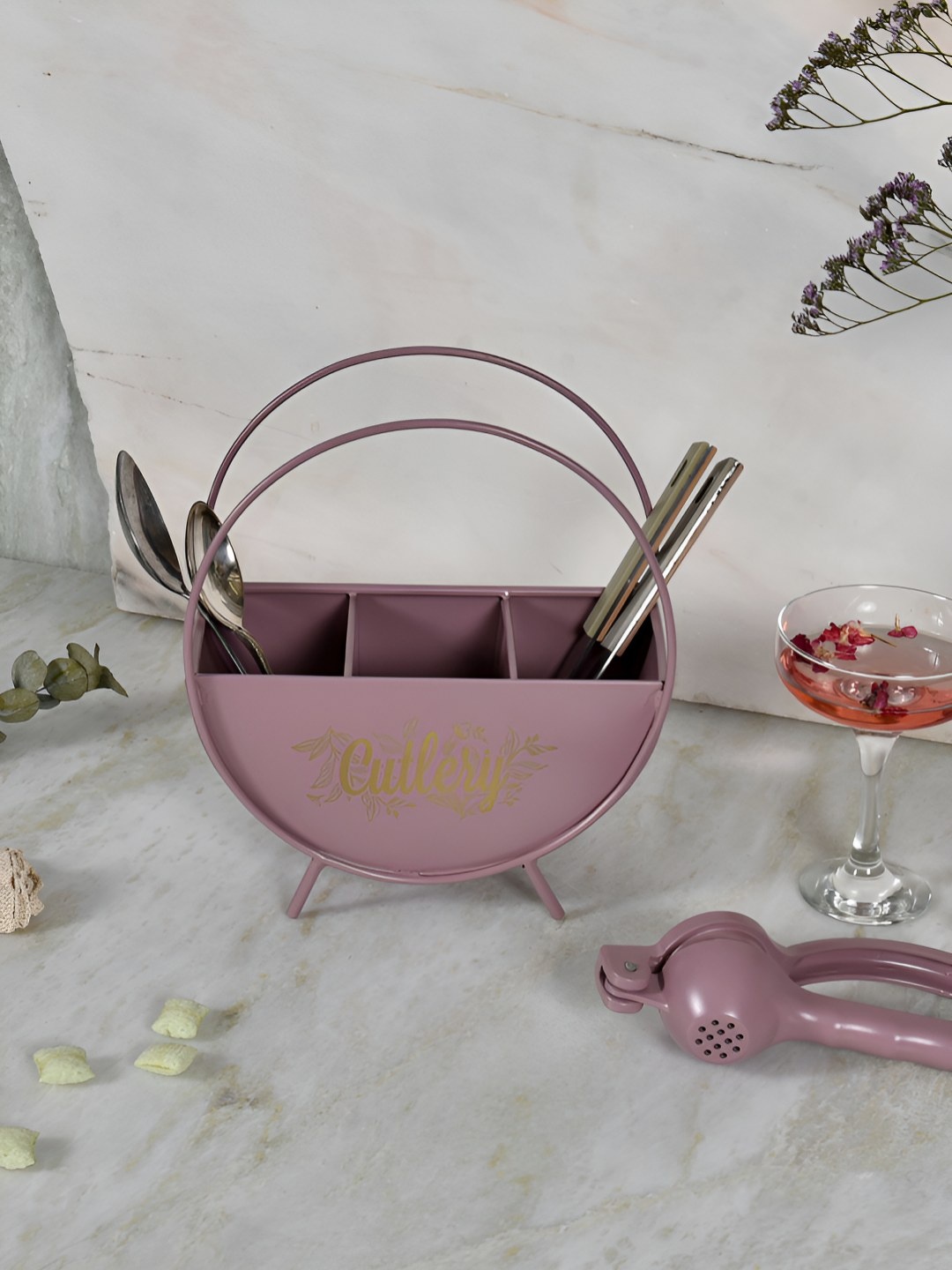 

Living With Elan Purple Alloy Steel Cutlery Holder