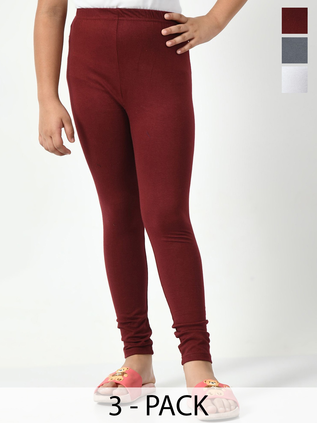 

KAYU Girls Pack Of 3 Mid-Rise Ankle-Length Leggings, White
