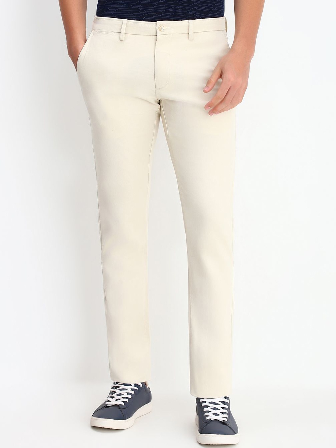 

Allen Solly Men Mid-Rise Slim Fit Chinos Trousers, Cream