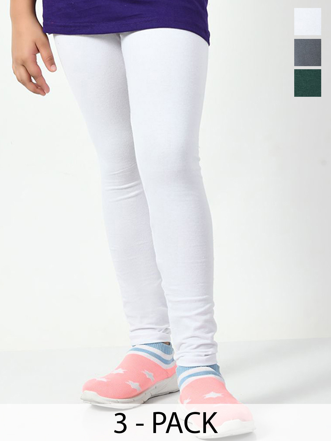 

KAYU Girls Pack Of 3 Ankle Length Leggings, White