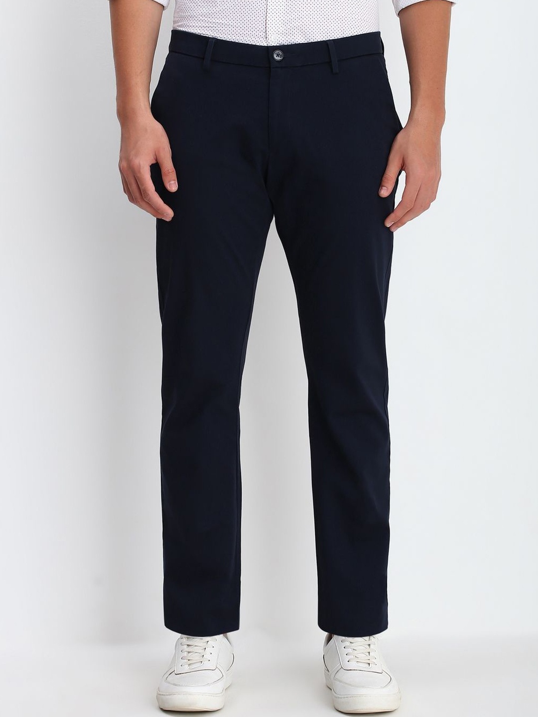 

Allen Solly Men Slim Fit Mid-Rise Regular Trousers, Navy blue