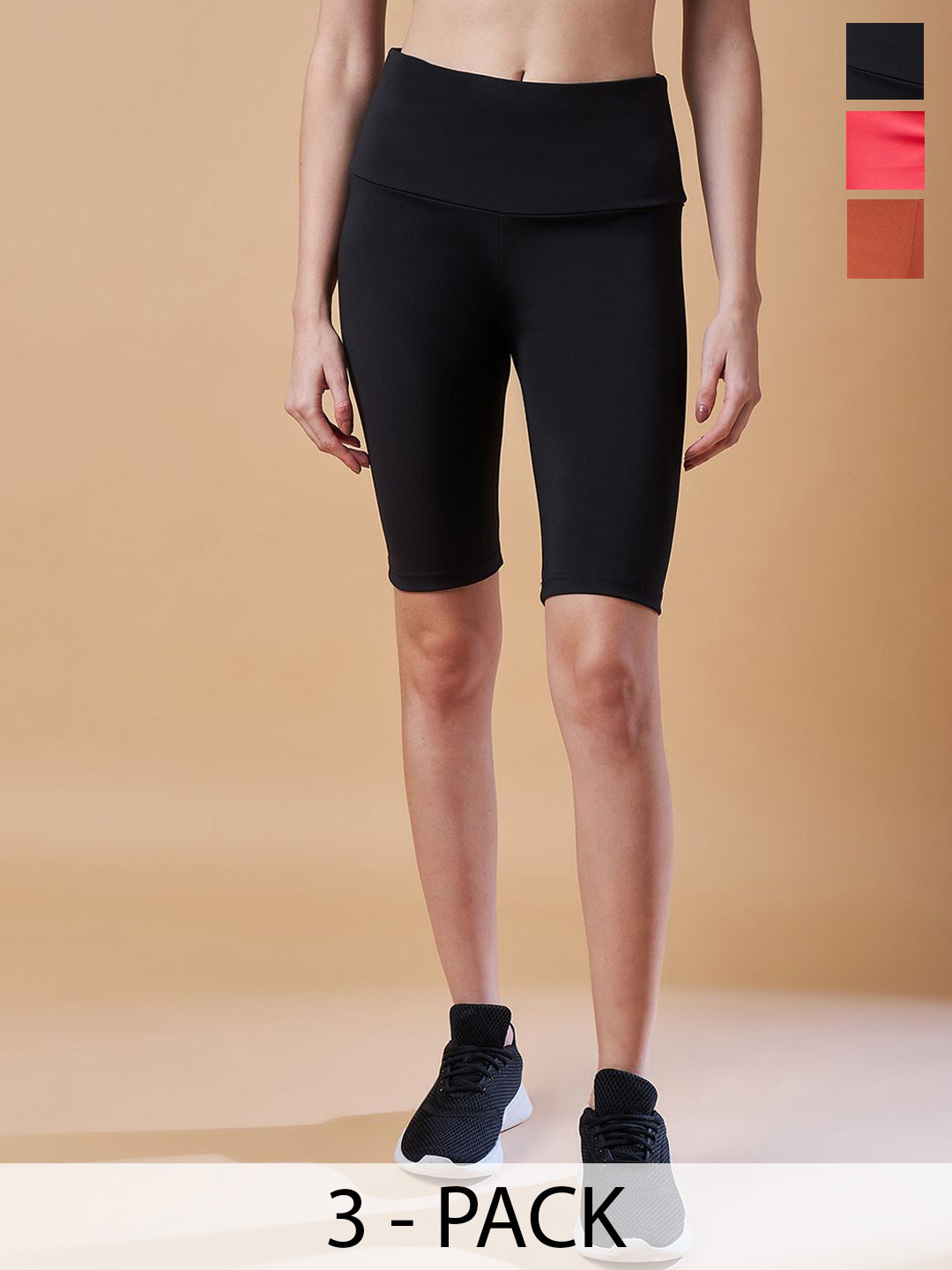 

COLOR CAPITAL Pack Of 3 High-Rise Gym Tights, Black
