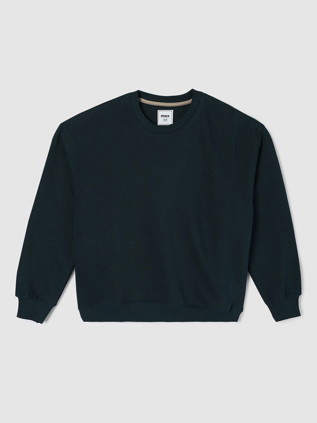 

max Boys Solid Pullover Ribbed Sweatshirt, Navy blue