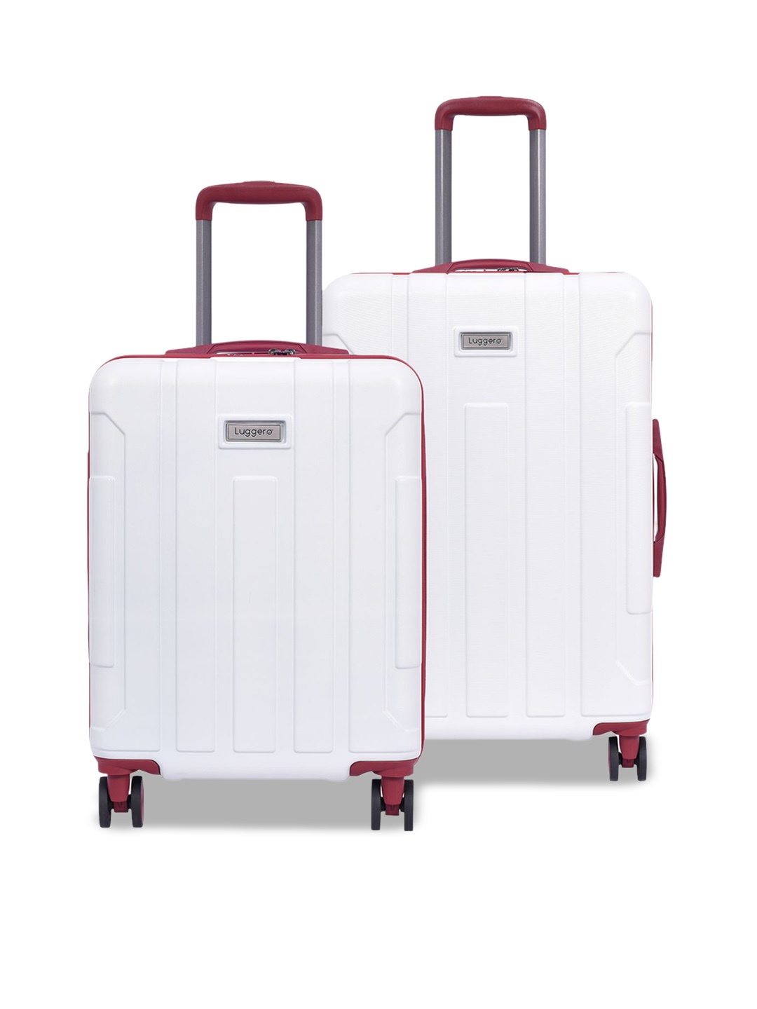 

Luggero Unisex Set Of 2 Textured Hard Sided 360-Degree Rotation Trolley Bags, White