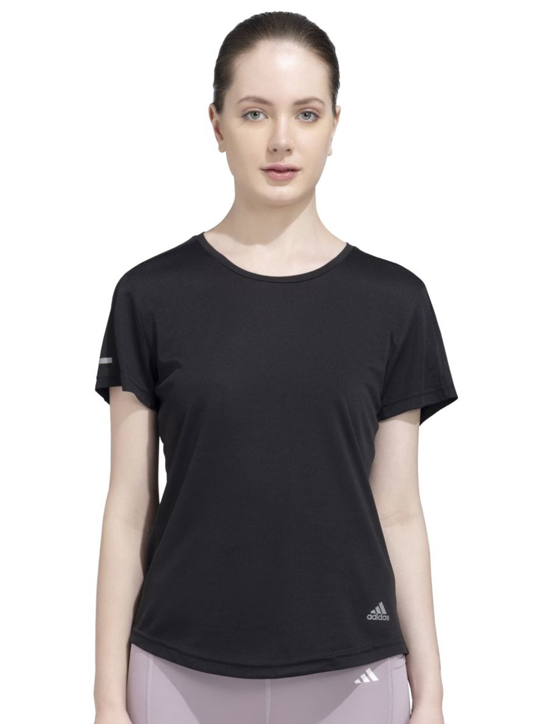

ADIDAS Women Solid Round Neck T-shirt, Black