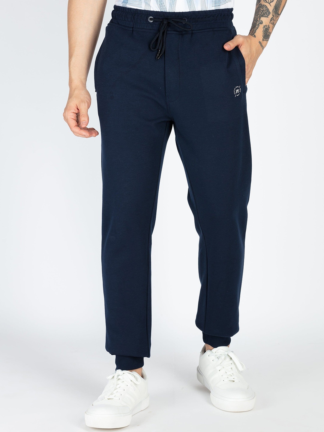 

Status Quo Men Solid Regular Fit Cotton Joggers, Navy blue