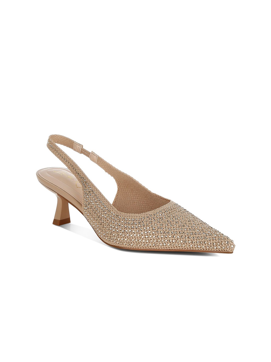 

London Rag Women Textured PU Kitten Pumps, Beige