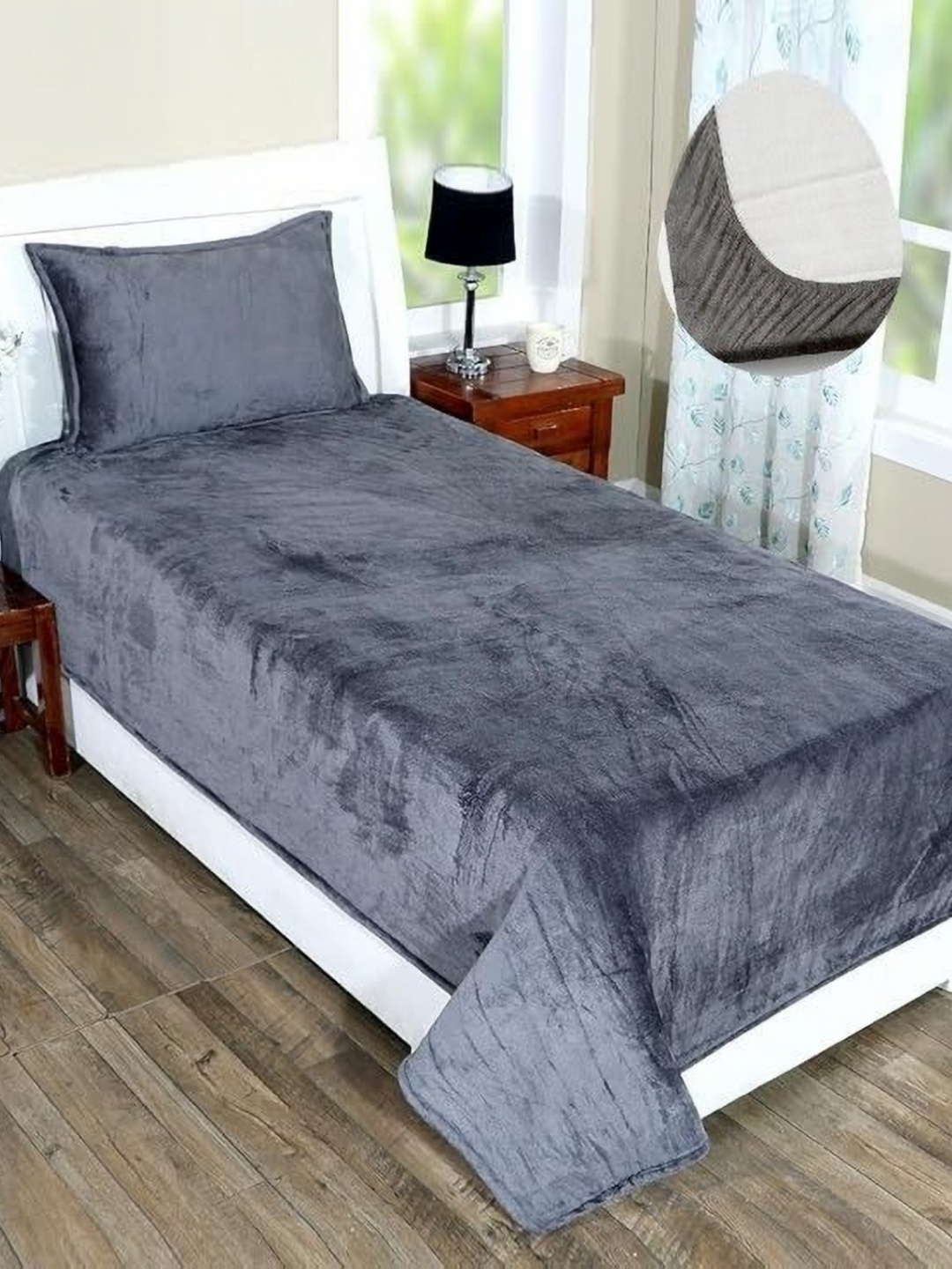 

BREVARD Grey Wool 260 TC Single Fitted Bedsheet Set 2.28 m x 1.52 m