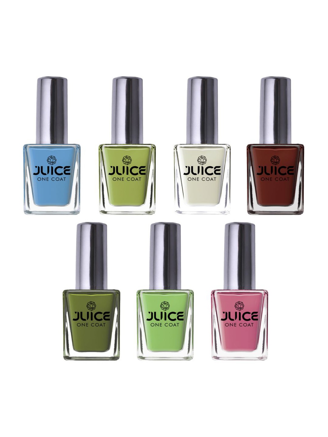 

JUICE Set Of 7 One Coat Long-Wearing Glossy Nail Polish - 11 ml Each, Blue