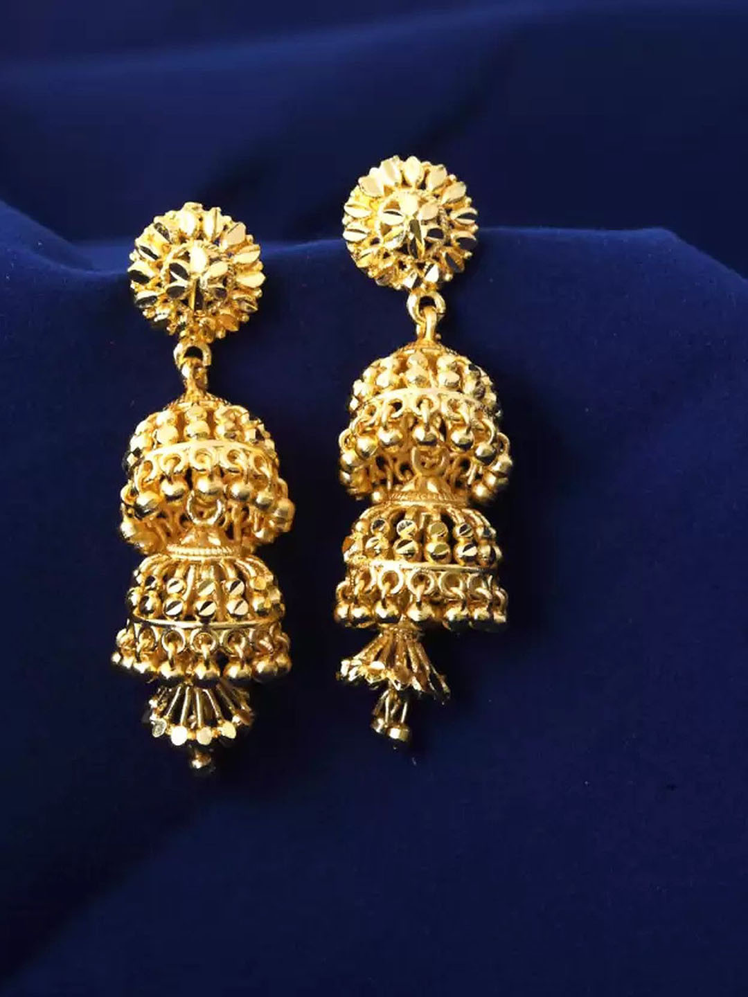

Lila Contemporary Jhumkas Earrings, Gold
