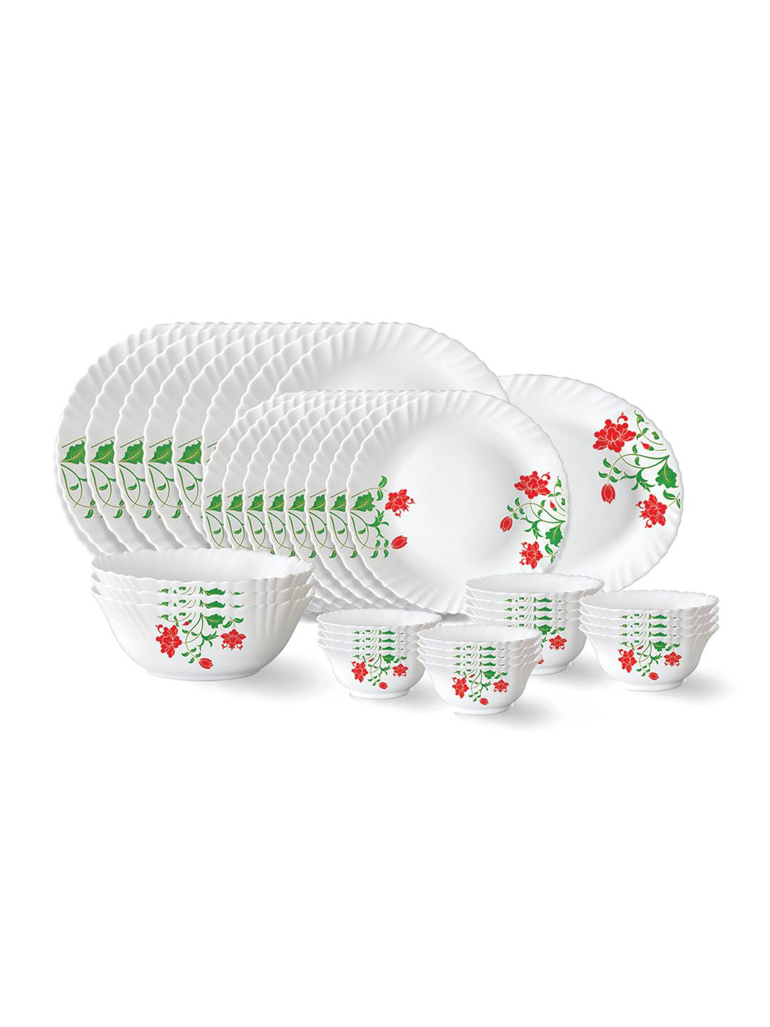 

Larah by BOROSIL Fluted 36Pcs White Opalware Crocker Dinner Set