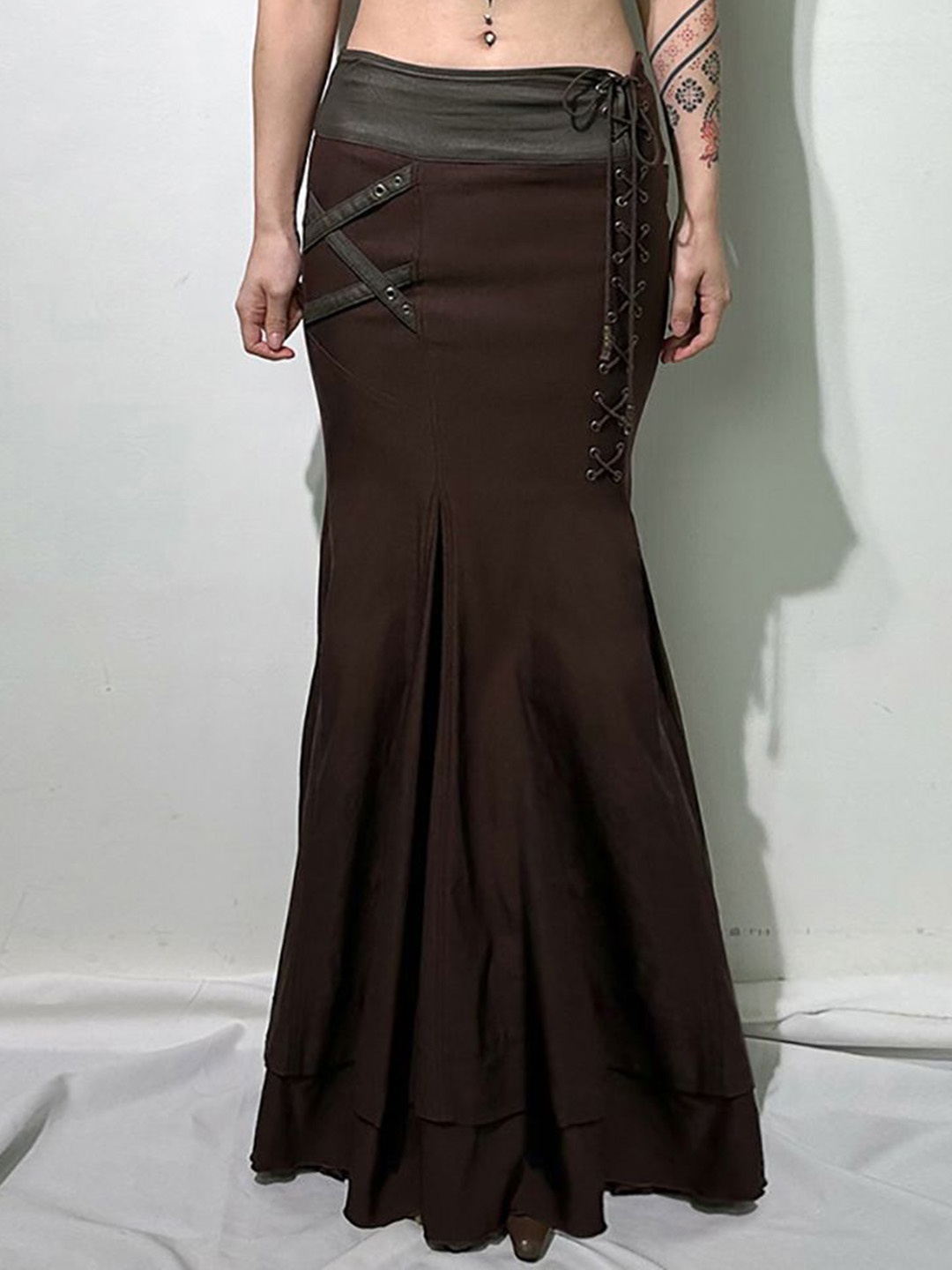 

StyleCast x Revolte Women A-Line Maxi Skirt, Brown