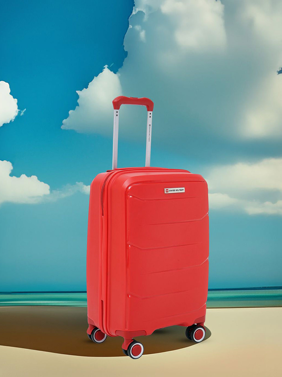 

SWISS MILITARY Unisex 360-Degree Rotation Hard Sided Cabin Trolley Suitcase, Red