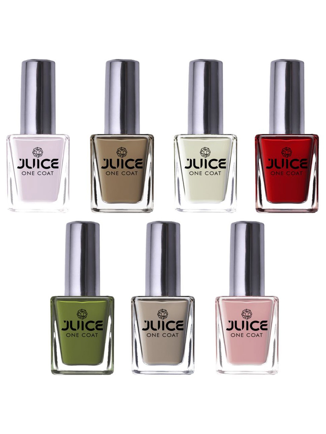

JUICE Set of 7 One Coat Long-Wearing Quick Dry Glossy Nail Polish - 11 ml each, Multi