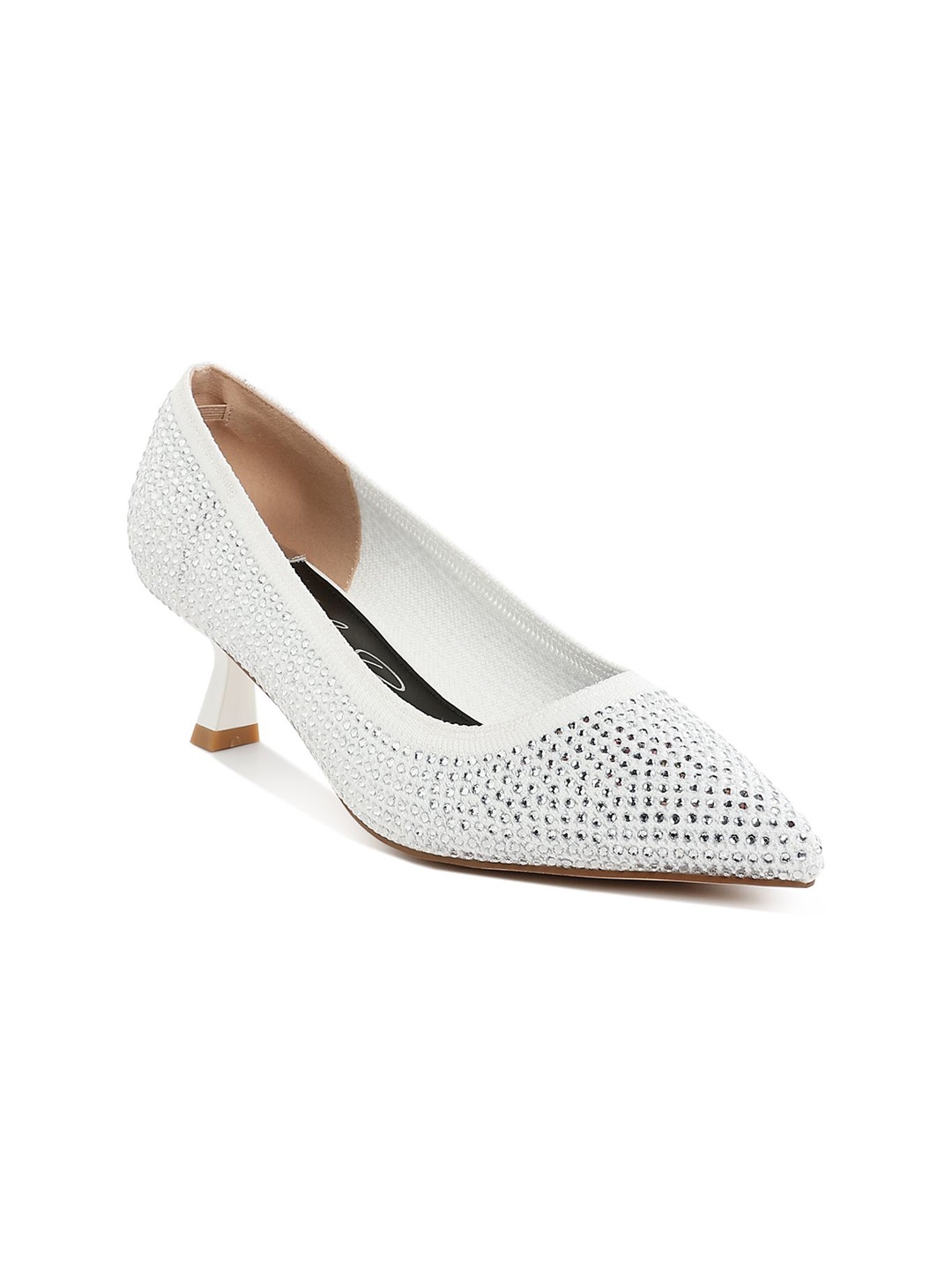 

London Rag Women Embellished Kitten Pumps, White