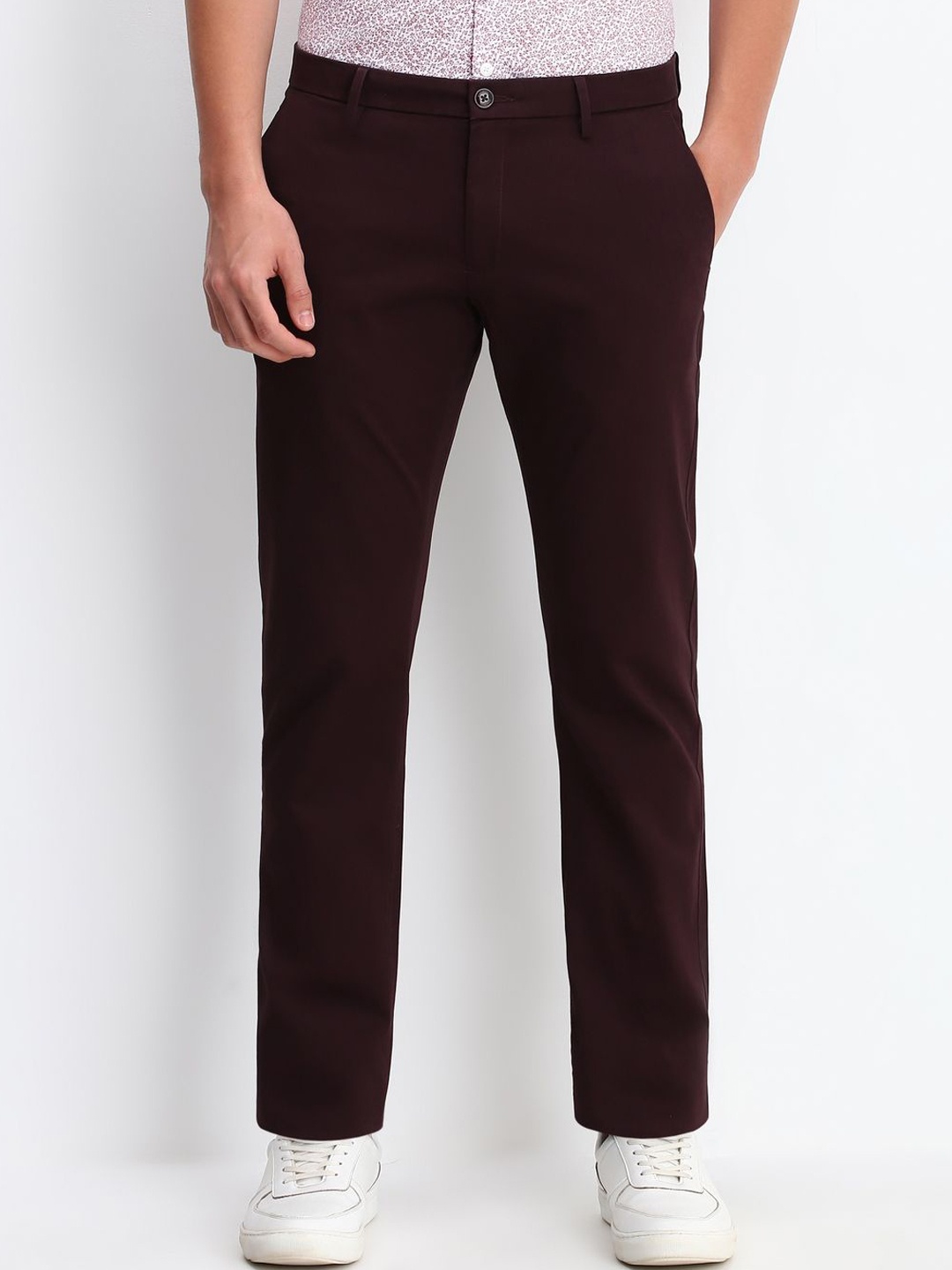 

Allen Solly Men Mid-Rise Slim Fit Trousers, Maroon