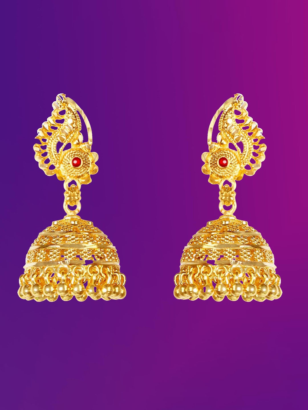 

Lila Gold-Plated Antique Contemporary Jhumkas