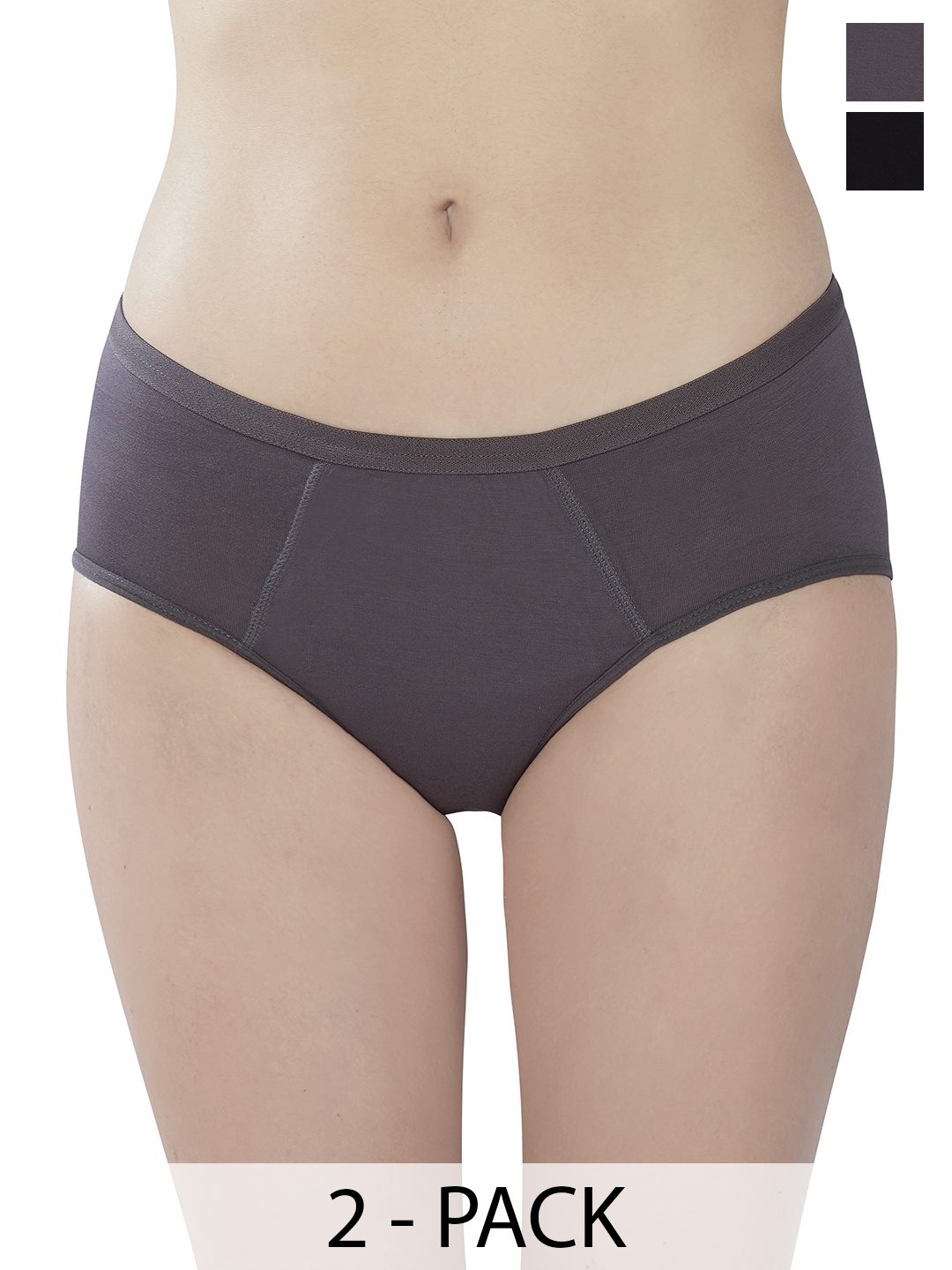 

PLUMBURY Women Pack Of 2 Leak-Proof Ultimate Leak Proof Reusable Period Panties, Black