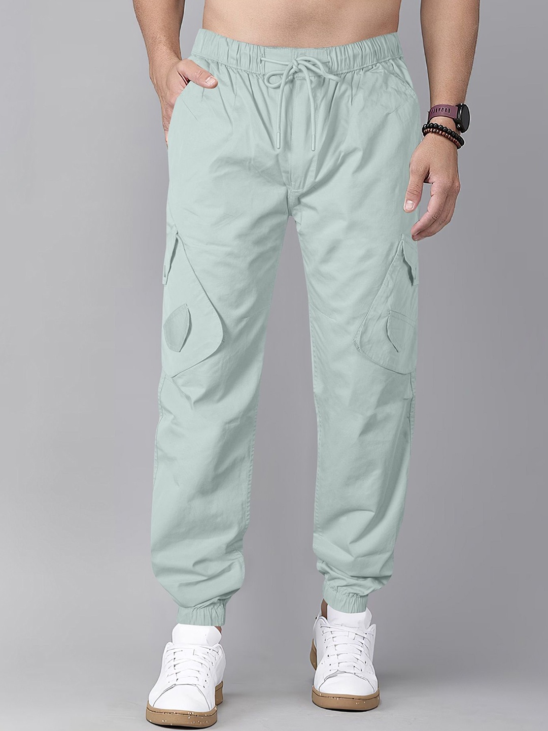 

Jb Just BLACK Men Solid Relaxed Easy Wash Cargos Cotton Trousers, Blue