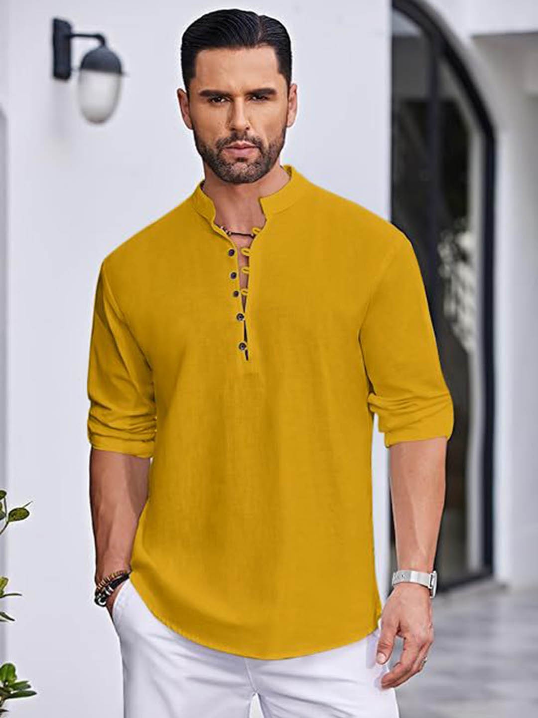 

FINIVO FASHION Men Kurta, Gold