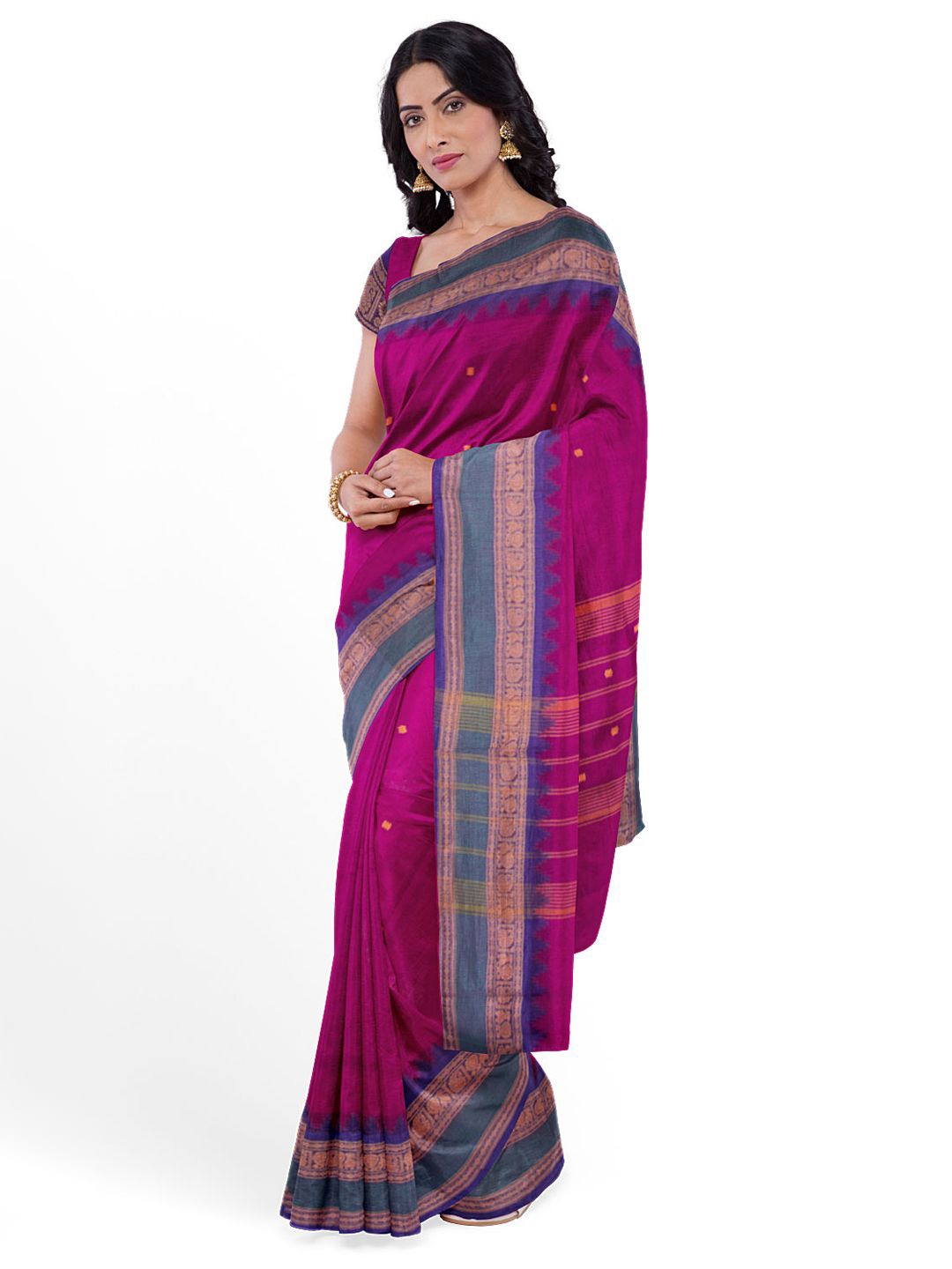 

Avishya Woven Design Zari Pure Cotton Kanjeevaram Saree, Pink