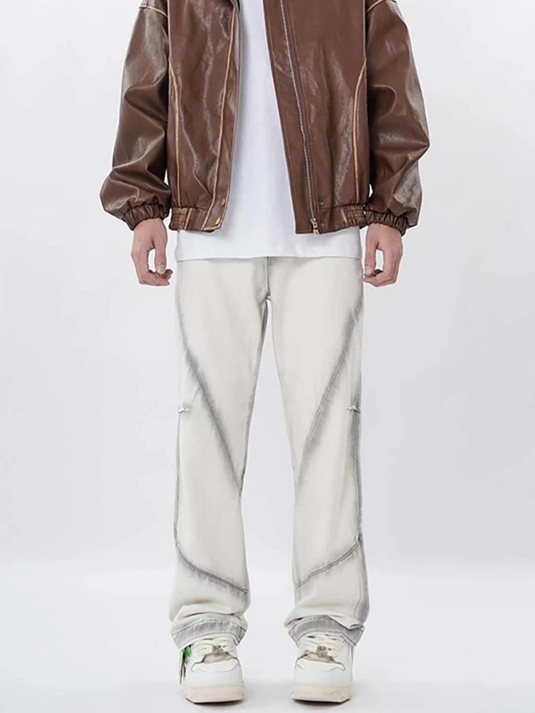 

StyleCast x Revolte Men Mildly Distressed flared Jeans, White