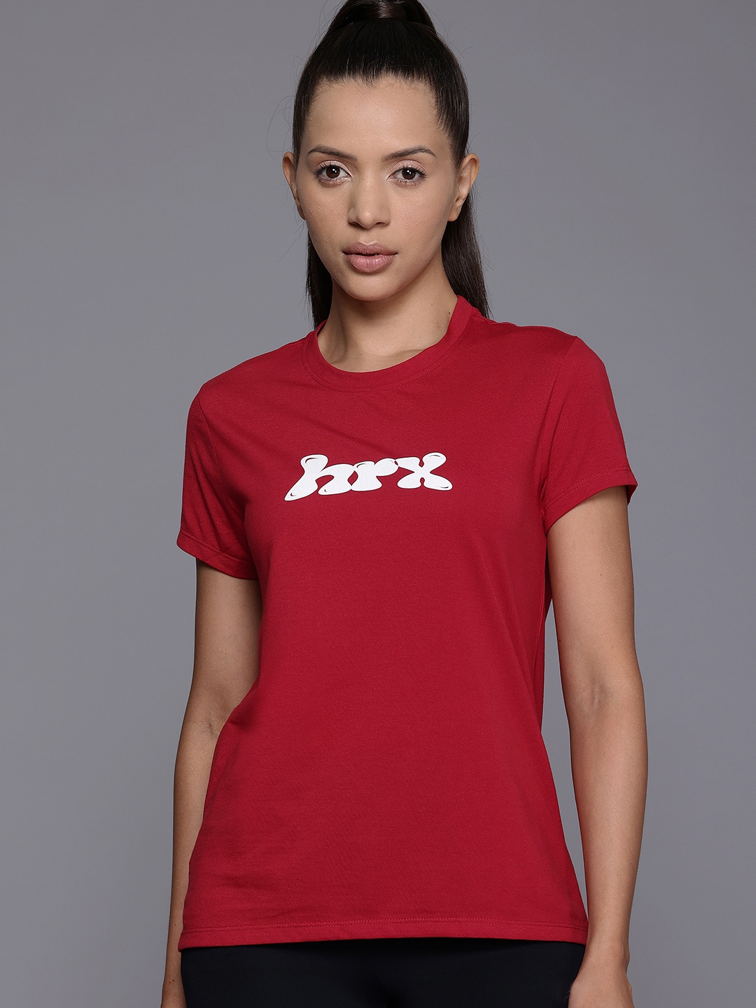 

HRX by Hrithik Roshan Brand Logo Print T-shirt, Red