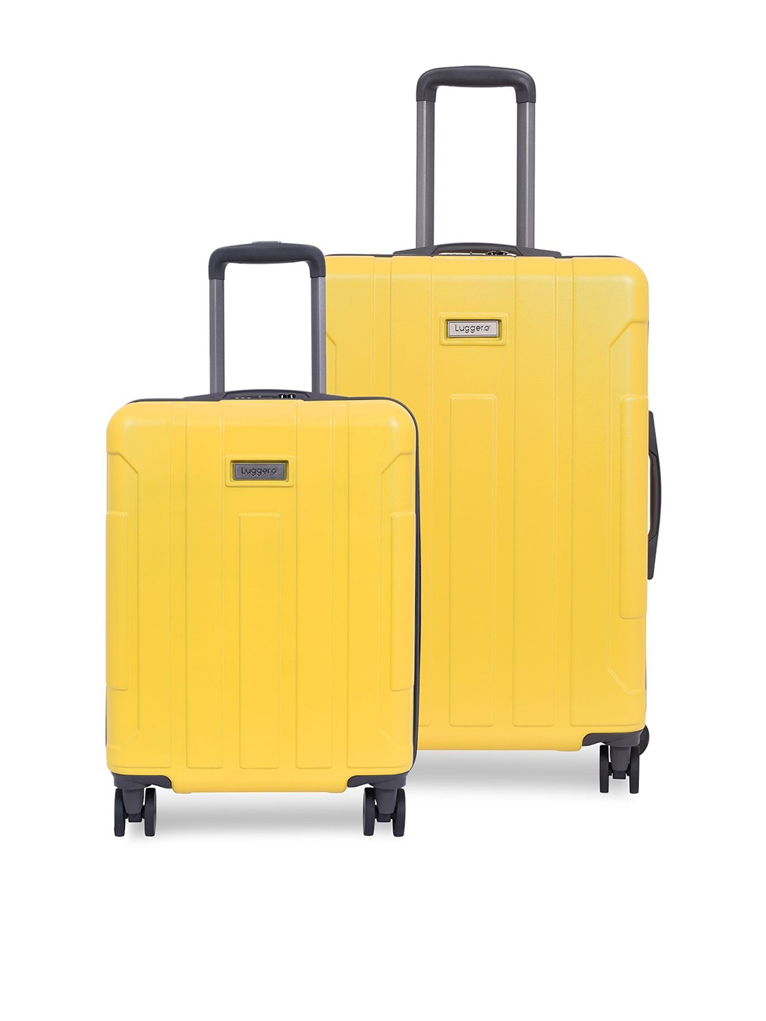 

Luggero Unisex Textured Set Of 2 Hard-Sided 360-Degree Rotation Trolley Bags, Yellow