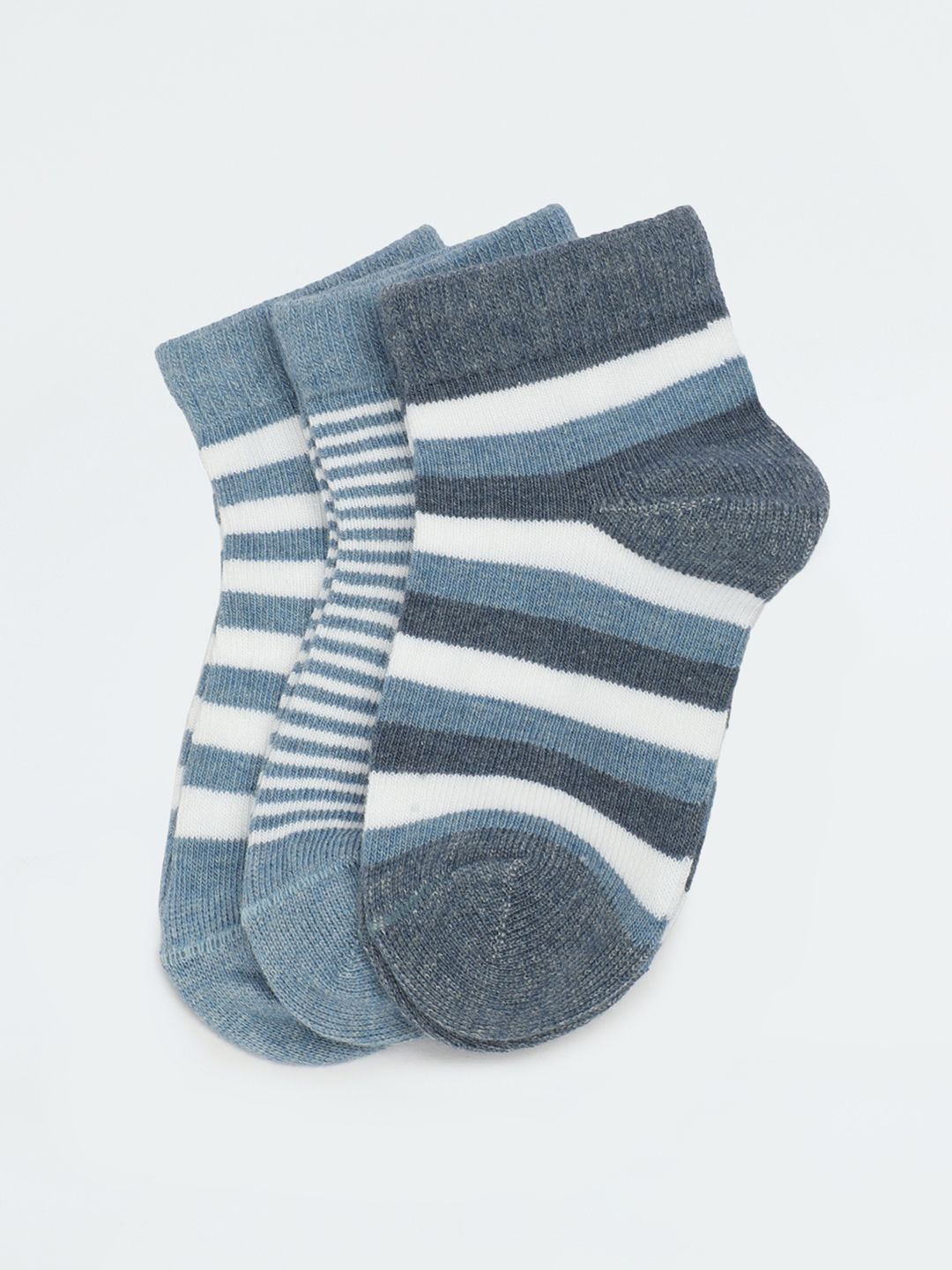 

Max Boys Pack Of 3 Striped Cotton Ankle-Length Socks, Blue