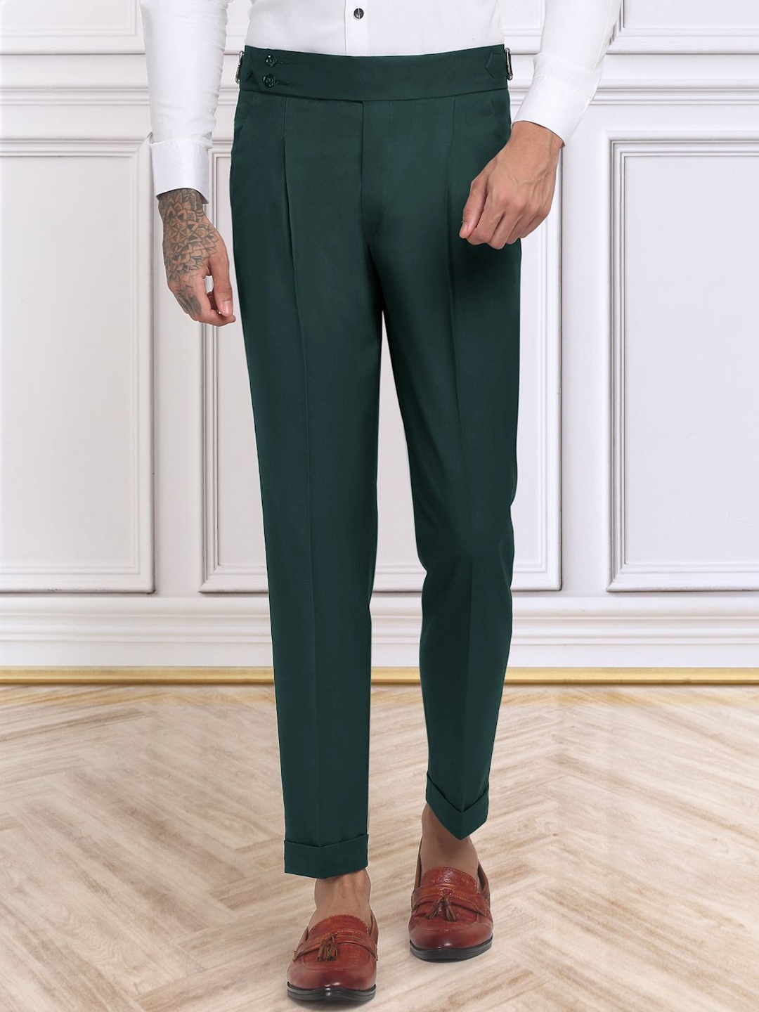 

KLOTTHE Men Slim Fit Gurkha pants, Green