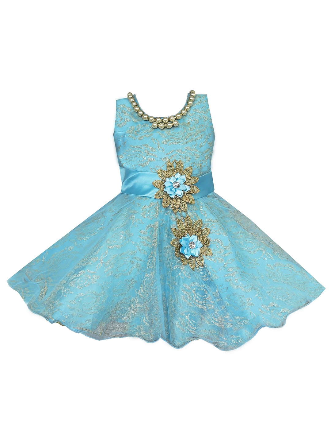 

BAESD Girls Embellished Beads & Stones Fit & Flare Dress, Blue