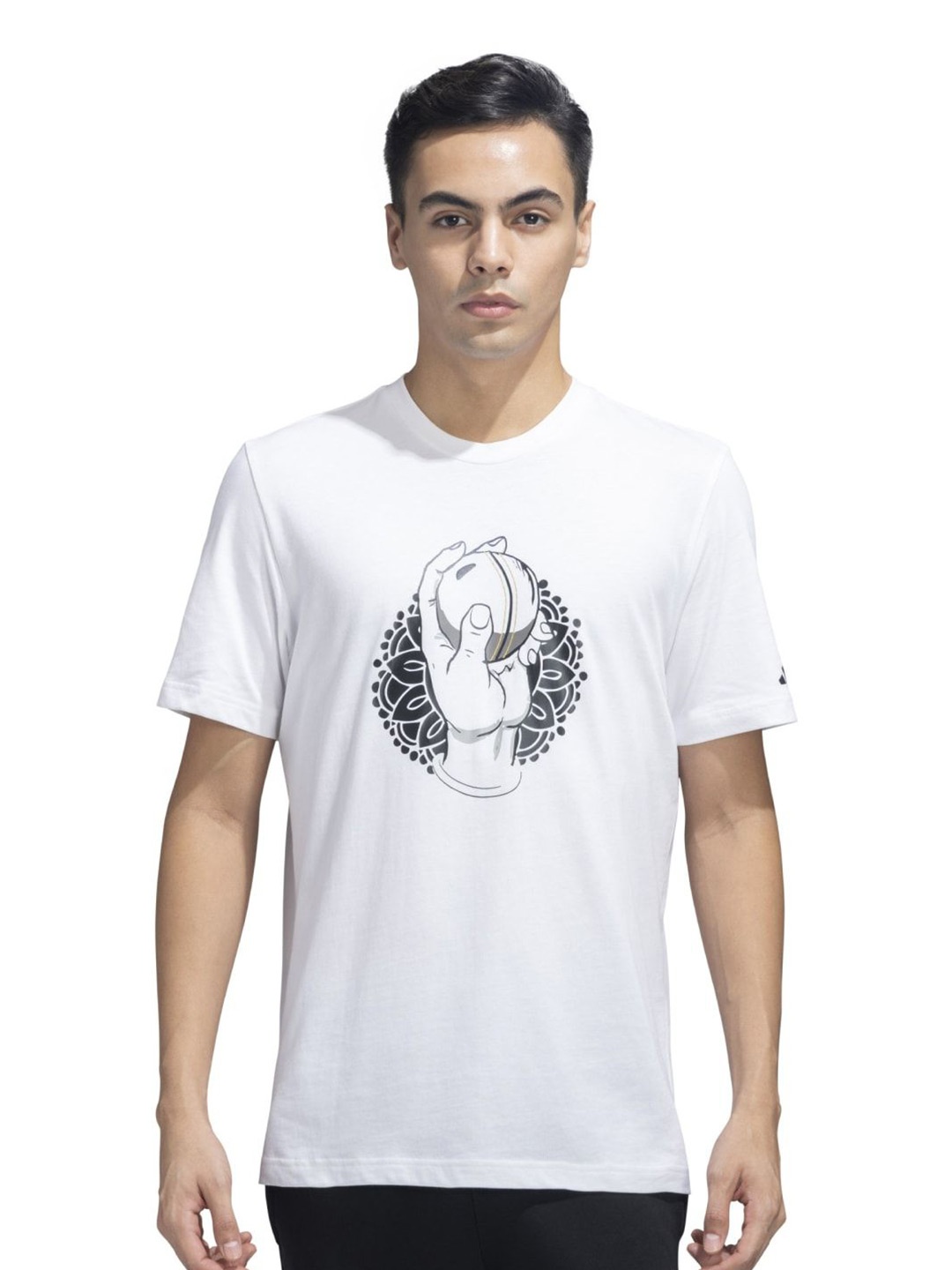 

ADIDAS Men Graphic Printed Round Neck Cotton T-shirt, White