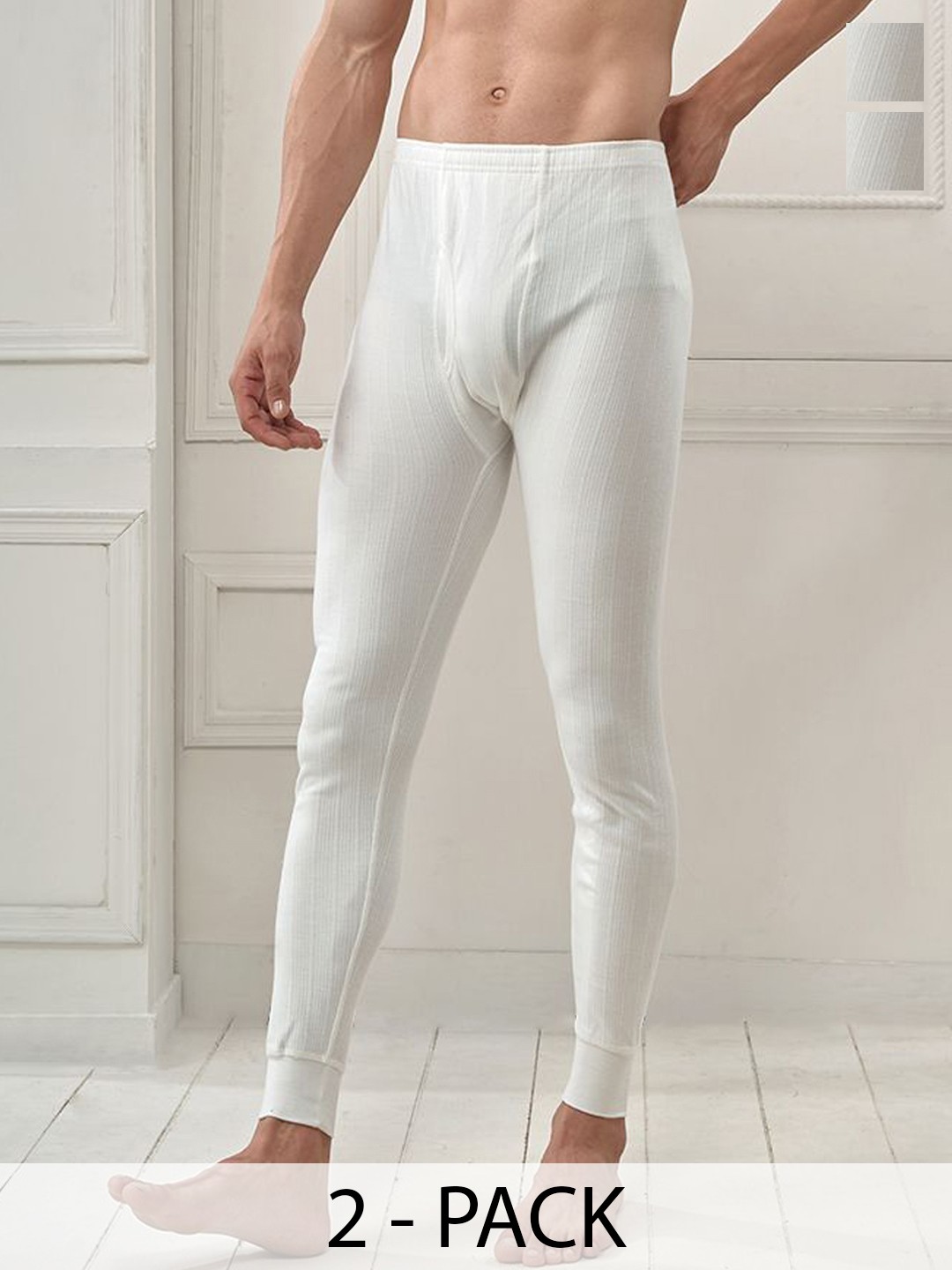 

INFERNO Pack Of 2 Men Polycotton Thermal Trouser, White